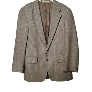Vtg Chaps Ralph Lauren Mens Tweed Houndstooth Multicolor Brown Wool Blazer